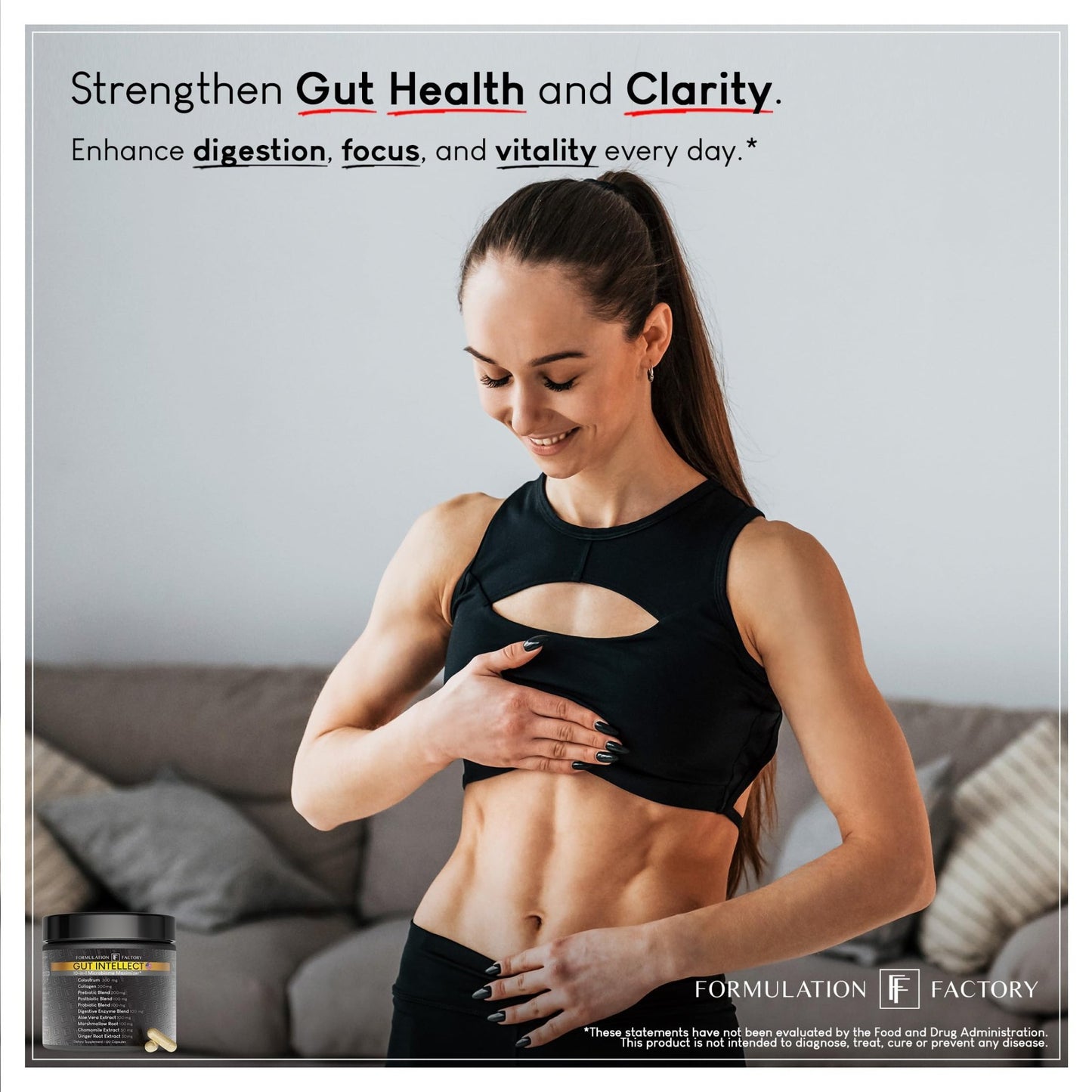 Formulation Factory Probiotics for Women & Men - Gut Intellect 10-in-1 Digestive Enzymes with Prebiotics and Postbiotics - Total Gut Health Supplement - dailyvitalstore