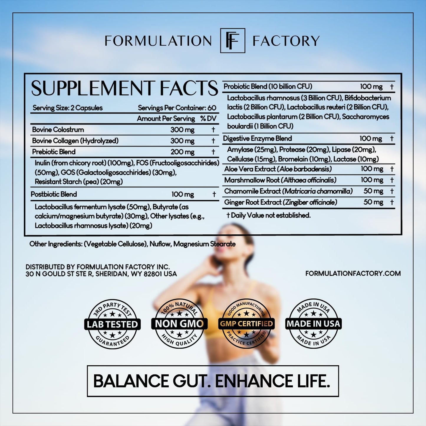 Formulation Factory Probiotics for Women & Men - Gut Intellect 10-in-1 Digestive Enzymes with Prebiotics and Postbiotics - Total Gut Health Supplement - dailyvitalstore