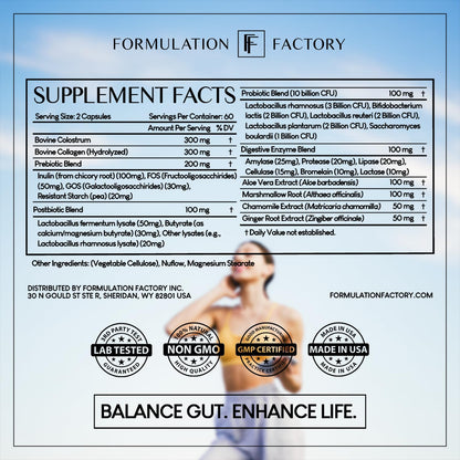 Formulation Factory Probiotics for Women & Men - Gut Intellect 10-in-1 Digestive Enzymes with Prebiotics and Postbiotics - Total Gut Health Supplement - dailyvitalstore
