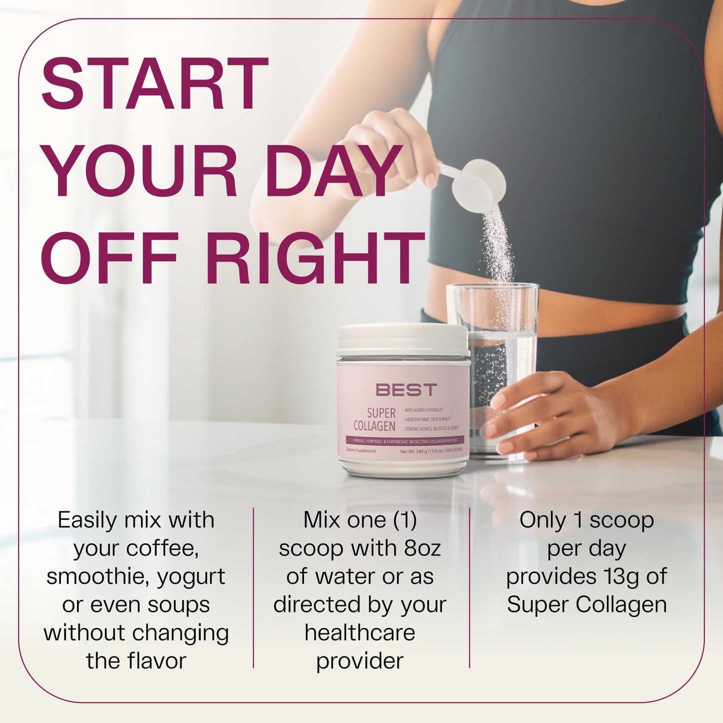 FORTIBONE® Collagen - 3 Clinically-Supported Bioactive Collagen Peptides with FORTIBONE®, FORTIGEL®, VERISOL® Unflavored Collagen for Women - Reduce Wrinkles, - dailyvitalstore