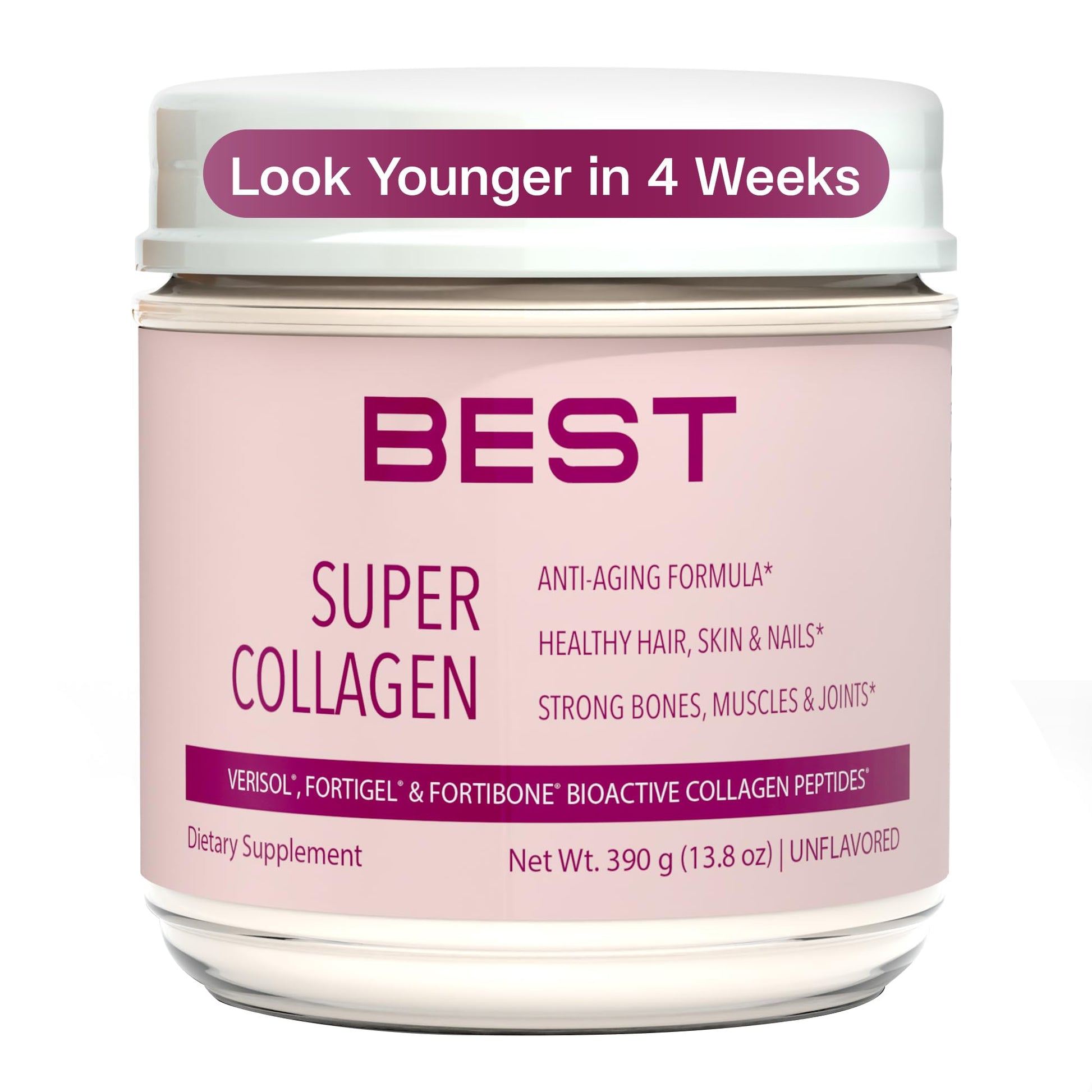 FORTIBONE® Collagen - 3 Clinically-Supported Bioactive Collagen Peptides with FORTIBONE®, FORTIGEL®, VERISOL® Unflavored Collagen for Women - Reduce Wrinkles, - dailyvitalstore