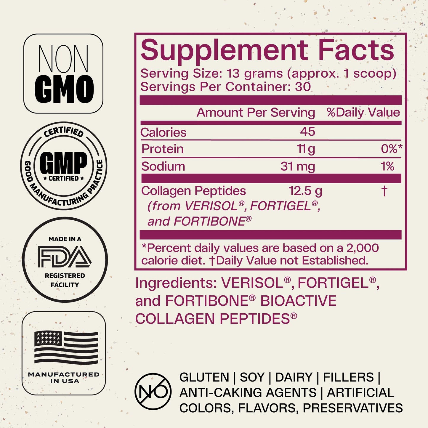FORTIBONE® Collagen - 3 Clinically-Supported Bioactive Collagen Peptides with FORTIBONE®, FORTIGEL®, VERISOL® Unflavored Collagen for Women - Reduce Wrinkles, - dailyvitalstore