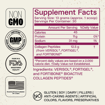 FORTIBONE® Collagen - 3 Clinically-Supported Bioactive Collagen Peptides with FORTIBONE®, FORTIGEL®, VERISOL® Unflavored Collagen for Women - Reduce Wrinkles, - dailyvitalstore