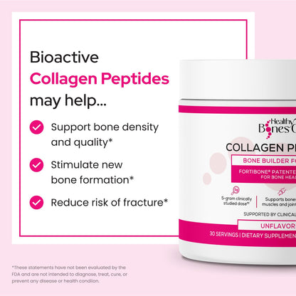 FORTIBONE Collagen Peptides Essential Bone Builder Hydrolyzed Collagen Powder for Women & Men, Clinically-Supported for Bone Strength & Density - dailyvitalstore