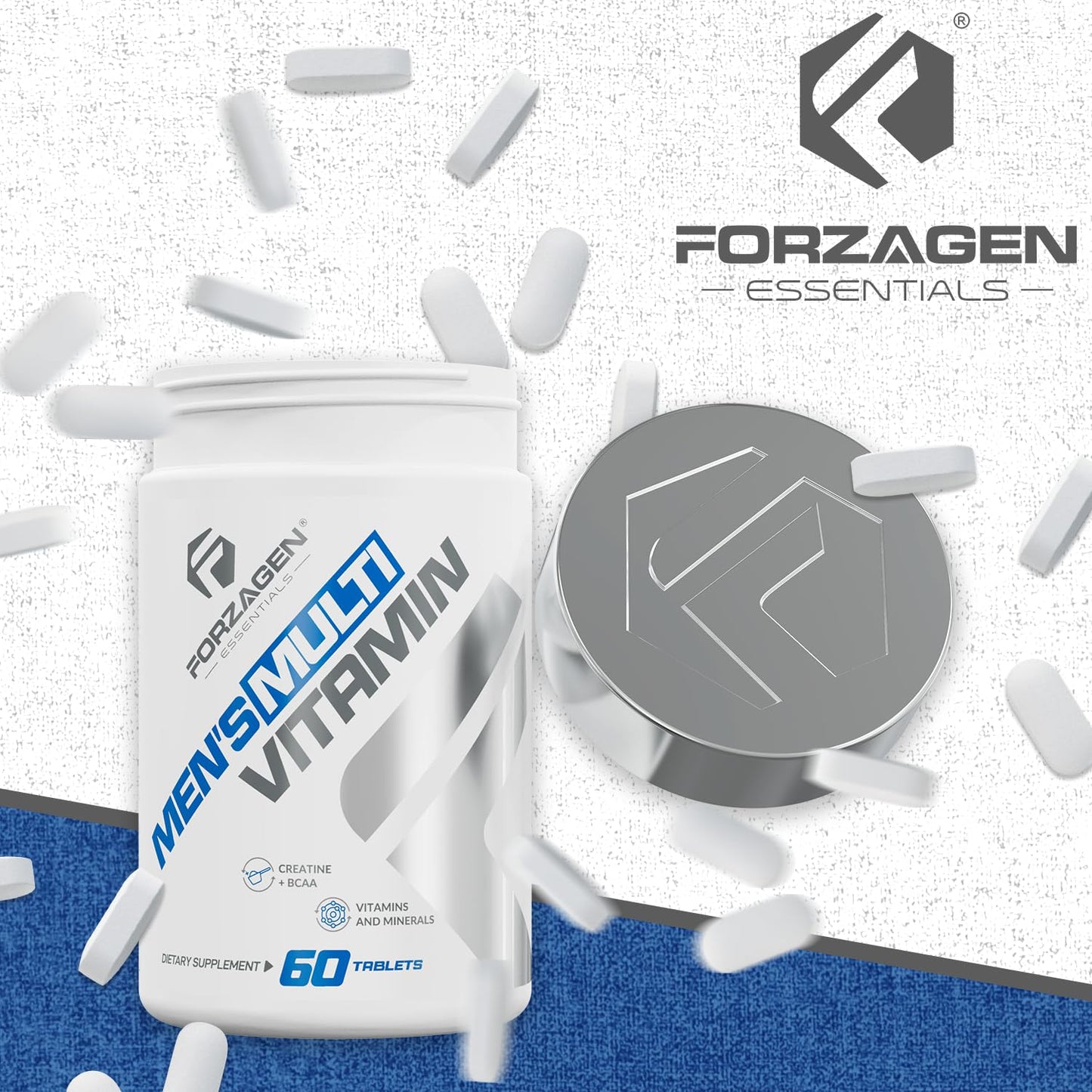 Forzagen Essentials Men's Multivitamin with Creatine and BCAA, Complete Vitamin and Mineral Complex, 60 Tablets - dailyvitalstore