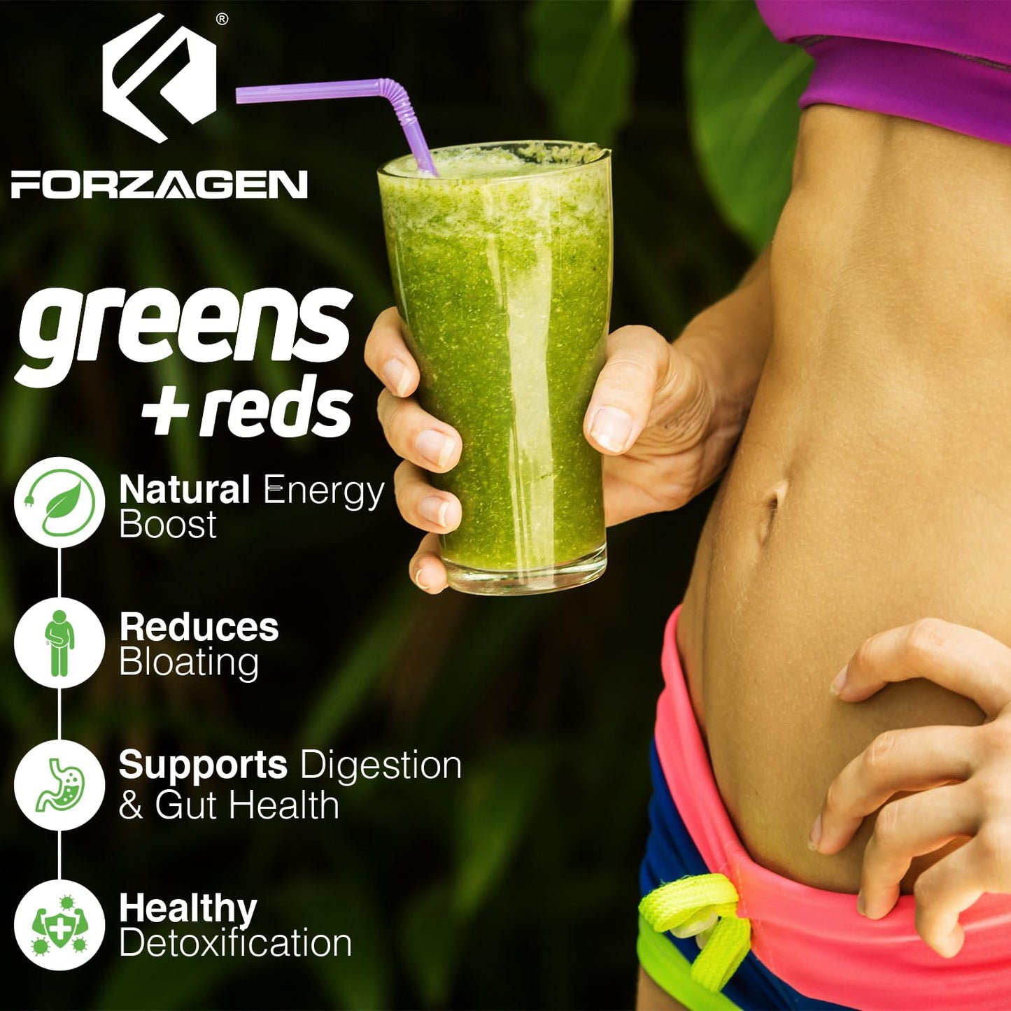Forzagen Vegan Greens & Reds Superfood Powder - Organic Super Greens Powder | Premium Veggie Powder Supplement | 35 Servings Reds and Greens Superfood Powder - dailyvitalstore