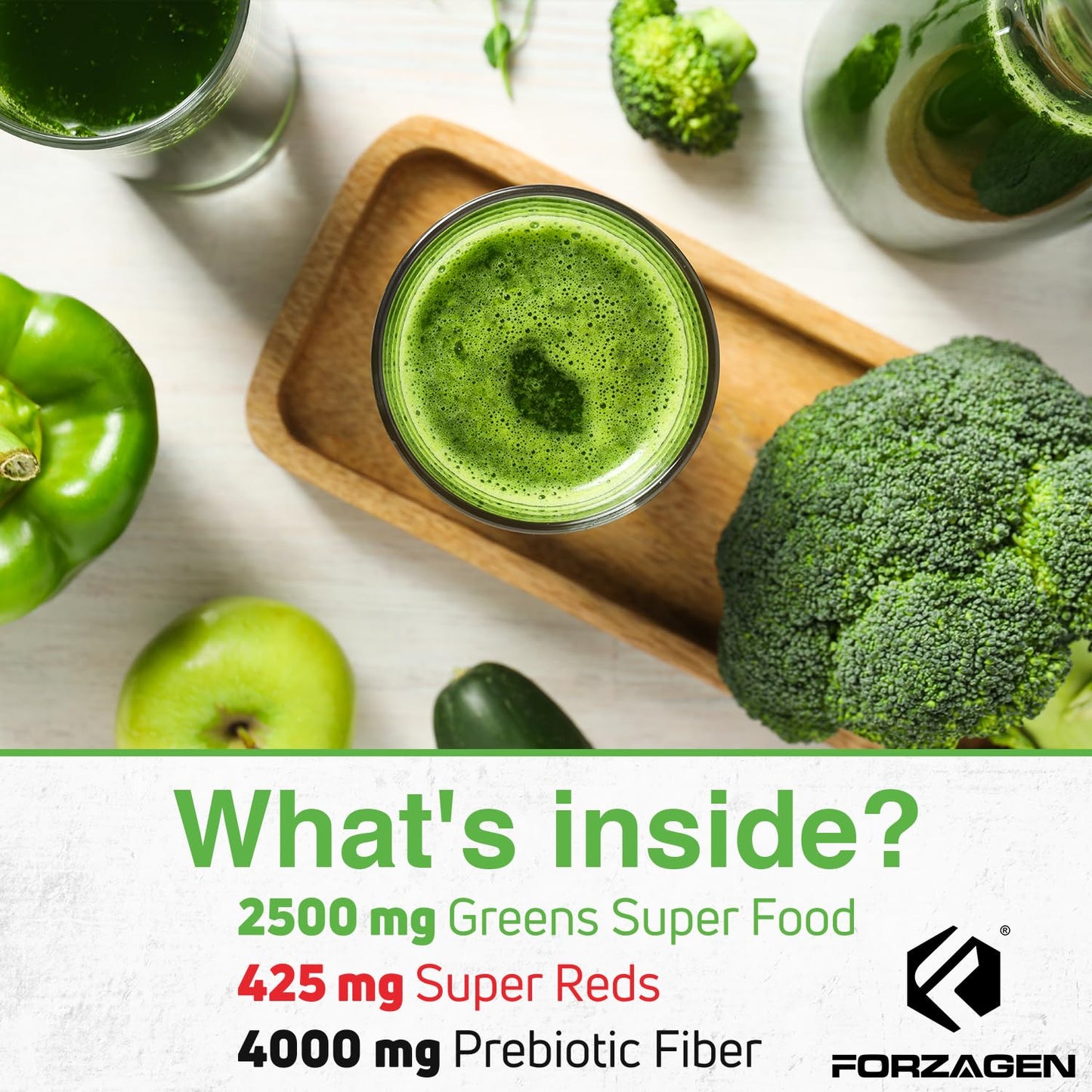 Forzagen Vegan Greens & Reds Superfood Powder - Organic Super Greens Powder | Premium Veggie Powder Supplement | 35 Servings Reds and Greens Superfood Powder - dailyvitalstore