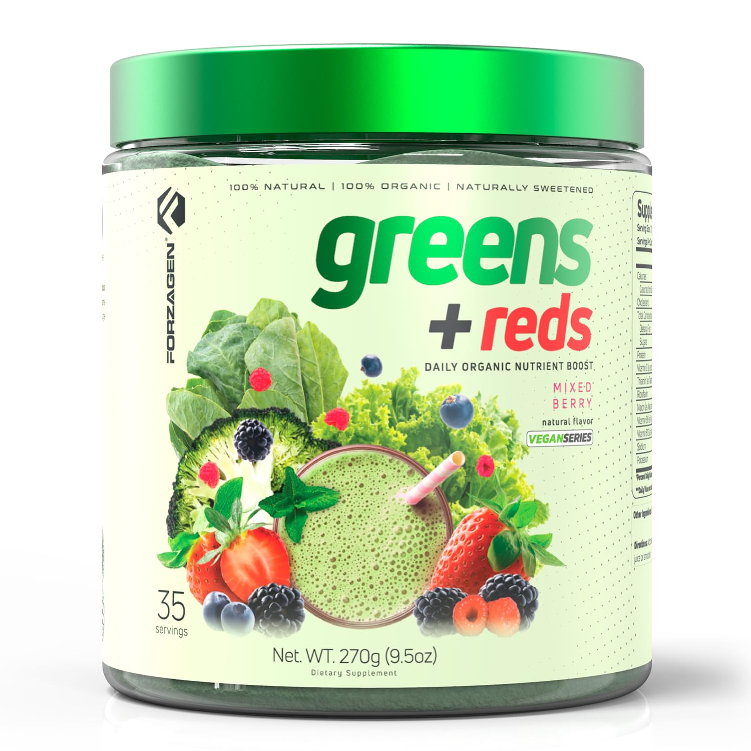 Forzagen Vegan Greens & Reds Superfood Powder - Organic Super Greens Powder | Premium Veggie Powder Supplement | 35 Servings Reds and Greens Superfood Powder - dailyvitalstore