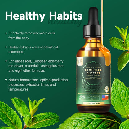 FOTN Lymphatic Drainage Drops - Organic Herbal Supplements - Echinacea | Elderberry | Astragalus | Burdock | Calendula | - Immune Support, Lymphatic Detoxd&Cleanse, 2 fl oz - dailyvitalstore
