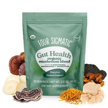 Four Sigmatic Gut Health Mushroom Blend | Organic Mushroom Powder Complex with Turkey Tail, Lion’s Mane, Cordyceps, Chaga, Probiotics and More - dailyvitalstore
