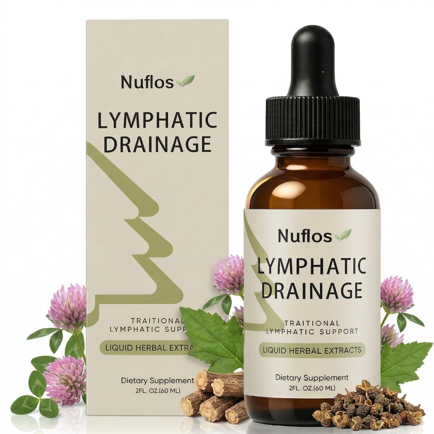 FQMUEV Nuflos Lymphatic Drainage Drops, Lymphatic Drainage Supplements, Premium 4-in-1 Herbal Blend, Daily Wellness & Overall Relief, 2 Fl. Oz (A) - dailyvitalstore