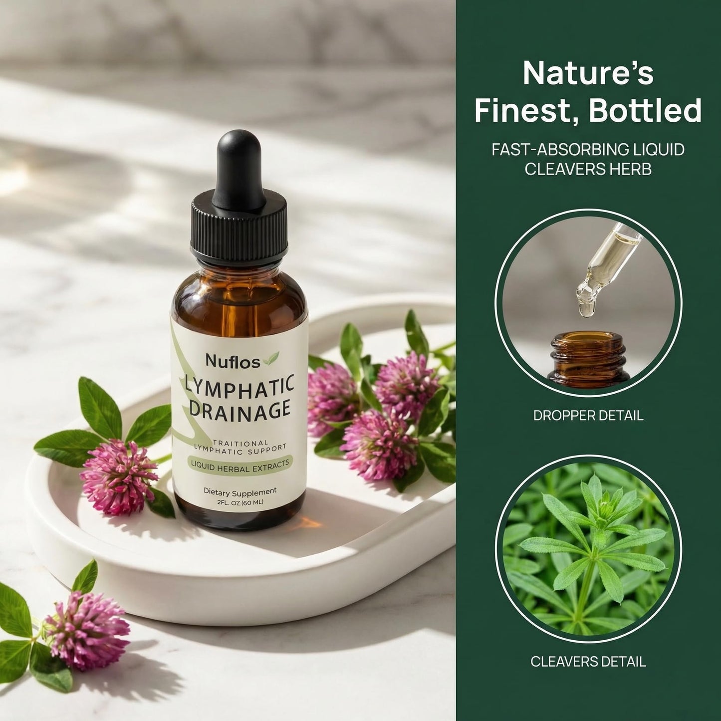 FQMUEV Nuflos Lymphatic Drainage Drops, Lymphatic Drainage Supplements, Premium 4-in-1 Herbal Blend, Daily Wellness & Overall Relief, 2 Fl. Oz (A) - dailyvitalstore