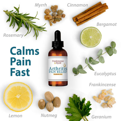Frankincense & Myrrh Arthritis Pain Relief Rubbing Oil – Arthritis Pain Reliever with Frankincense Essential Oil for Sciatica, Lower Back, Neck, Hands, Knees, Joints and Shoulders, 2 fl.oz. - 1 Pack - dailyvitalstore