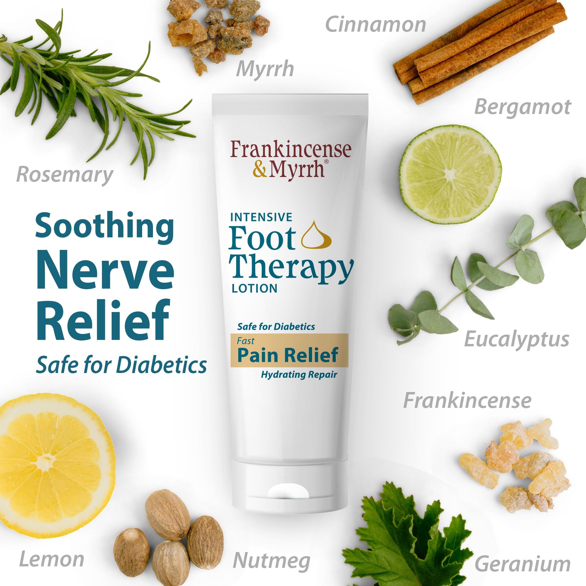 FRANKINCENSE & MYRRH Foot Pain Relief Cream - Intensive Foot Therapy Lotion - Diabetic Nerve Pain Relief Cream | Restless Leg Syndrome | Frankincense Essential Oil, 3 Ounce (2-Pack) - dailyvitalstore