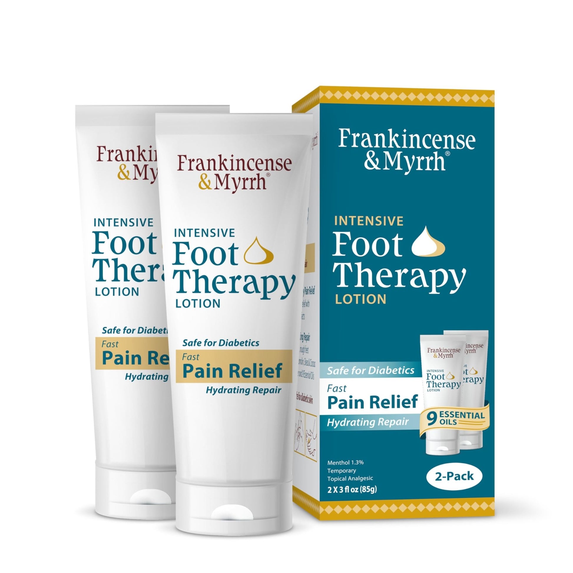 FRANKINCENSE & MYRRH Foot Pain Relief Cream - Intensive Foot Therapy Lotion - Diabetic Nerve Pain Relief Cream | Restless Leg Syndrome | Frankincense Essential Oil, 3 Ounce (2-Pack) - dailyvitalstore