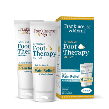 FRANKINCENSE & MYRRH Foot Pain Relief Cream - Intensive Foot Therapy Lotion - Diabetic Nerve Pain Relief Cream | Restless Leg Syndrome | Frankincense Essential Oil, 3 Ounce (2-Pack) - dailyvitalstore