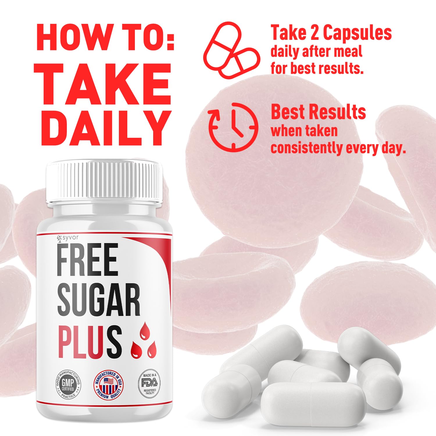 Free Sugar Plus Capsules, Official FreeSugar Plus Blood Health Support Pills With All Natural Ingredients, Free Sugar Plus Advanced Wellness Support with Premium Vitamins for Women & Men (60 Capsules) - dailyvitalstore