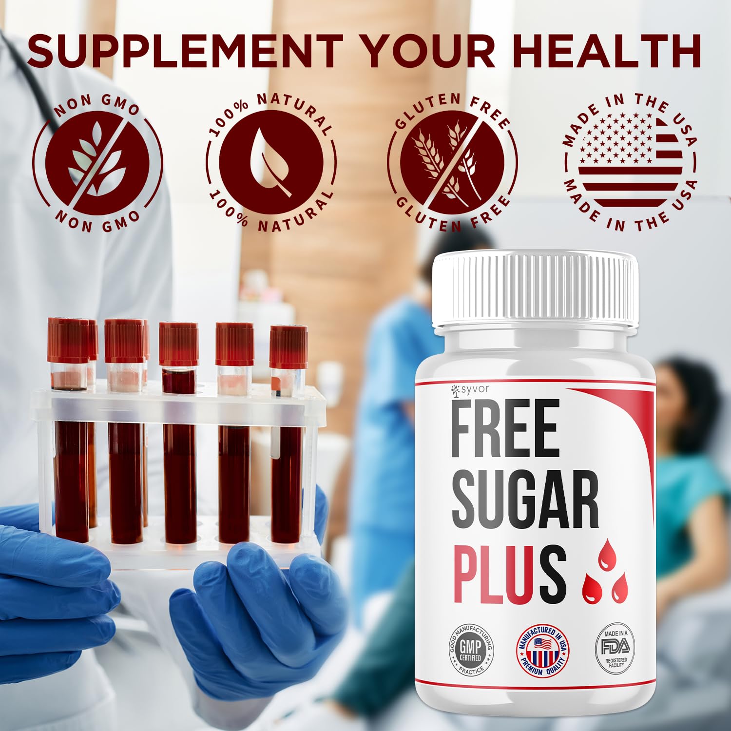 Free Sugar Plus Capsules, Official FreeSugar Plus Blood Health Support Pills With All Natural Ingredients, Free Sugar Plus Advanced Wellness Support with Premium Vitamins for Women & Men (60 Capsules) - dailyvitalstore