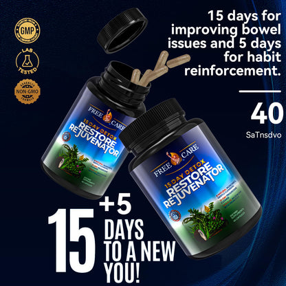 FreeCare Colon Cleanse 15+5Day Upgrade,Advanced Gut Cleanse Detox for Women & Men Fast Natural Laxative for Constipation Relief with Cascara Sagrada, Psyllium Husk - dailyvitalstore