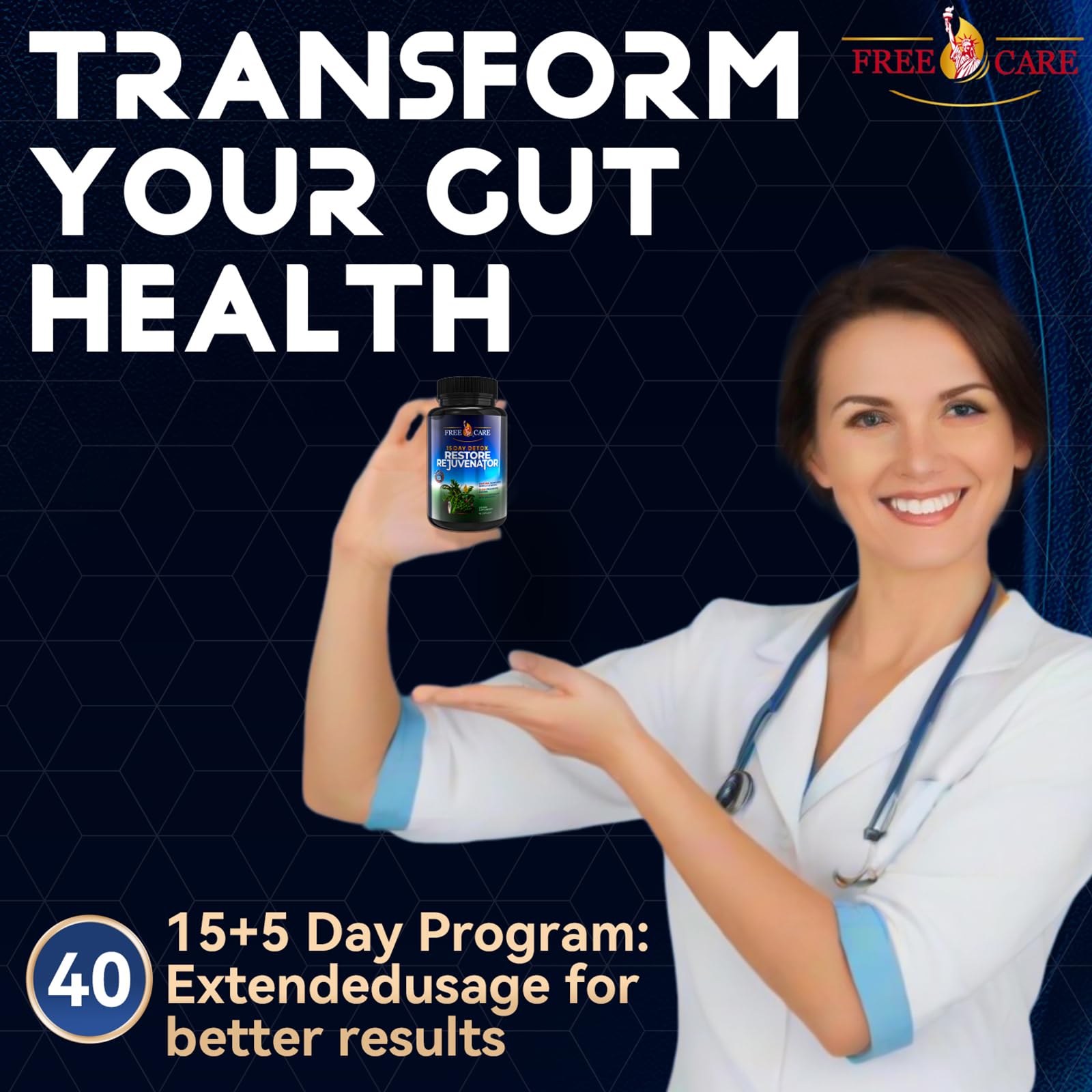 FreeCare Colon Cleanse 15+5Day Upgrade,Advanced Gut Cleanse Detox for Women & Men Fast Natural Laxative for Constipation Relief with Cascara Sagrada, Psyllium Husk - dailyvitalstore