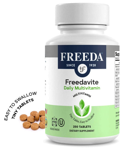 Freedavite Tiny Tablet - Moderate Multivitamin for Men and Women - Pure Vitamin A, C, D, E, B1, B2, B6, B12, Biotin, Calcium, Zinc, Iron, Magnesium - dailyvitalstore