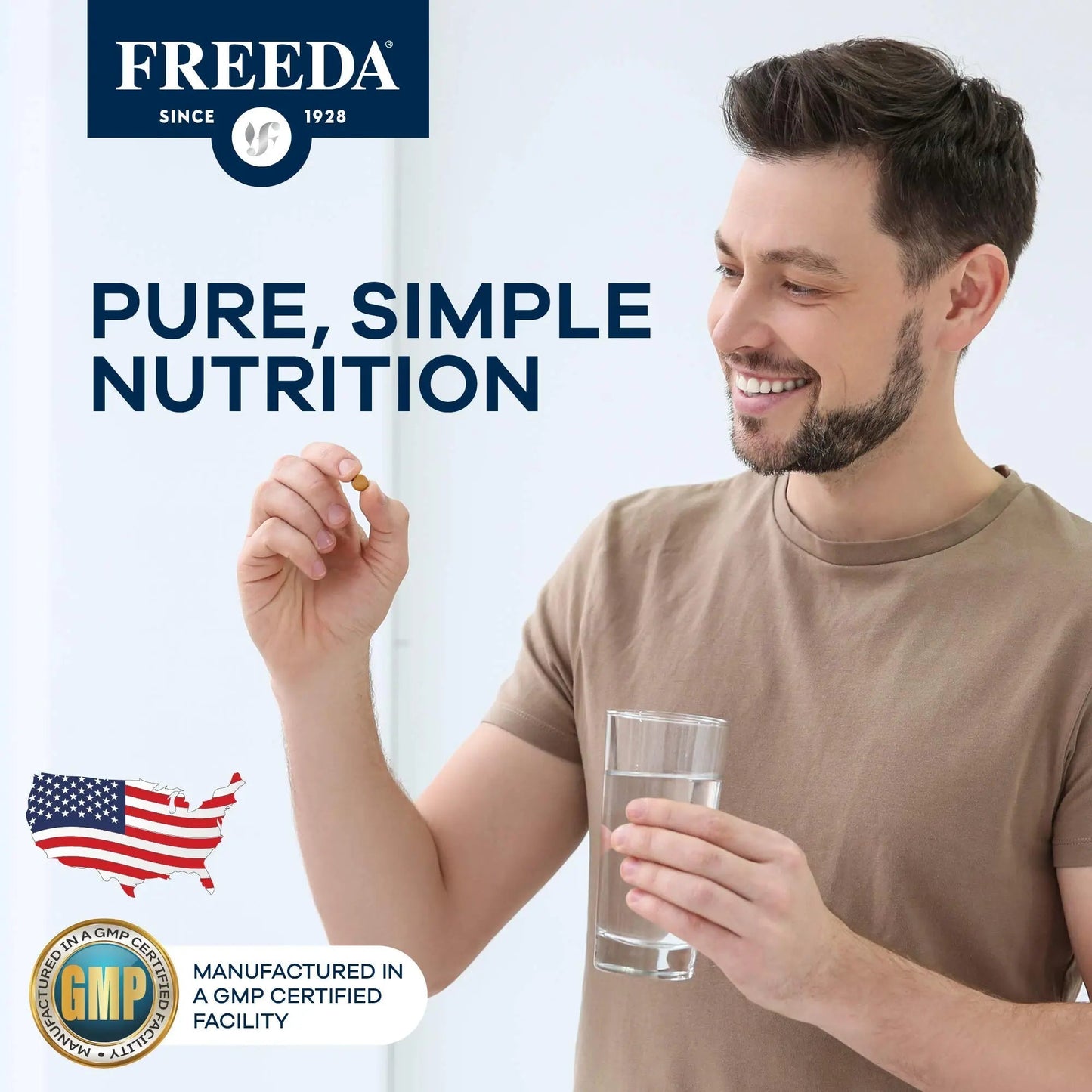 Freedavite Tiny Tablet - Moderate Multivitamin for Men and Women - Pure Vitamin A, C, D, E, B1, B2, B6, B12, Biotin, Calcium, Zinc, Iron, Magnesium - dailyvitalstore