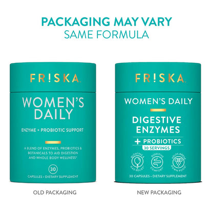 FRISKA Women’s Daily Digestive Enzyme and Probiotics Supplement, Advanced Natural Support for Female Digestive Health, Fights Bloating, Eases Digestion - dailyvitalstore