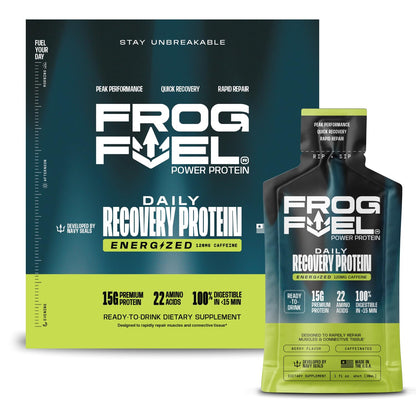 Frog Fuel Power Energized Complete Protein Shot, 15g, Nano Hydrolyzed & Grass Fed, 80mg Caffeine, Gluten Free, Fat & Sugar Free, 22 Amino Acids, - dailyvitalstore