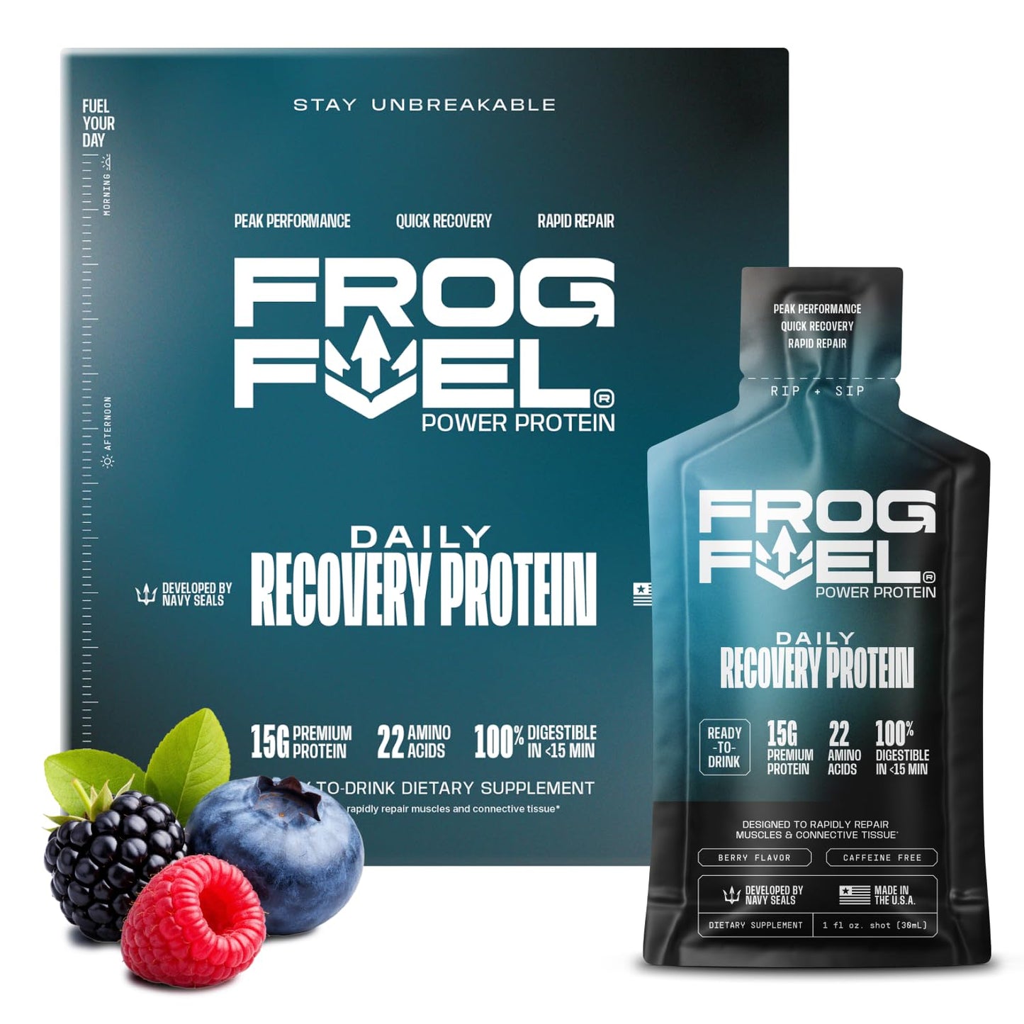 Frog Fuel Power Regular Complete Liquid Protein Shot, 15g, Nano Hydrolyzed & Grass Fed Collagen, Post Workout, Gluten Free, Fat & Sugar Free - dailyvitalstore