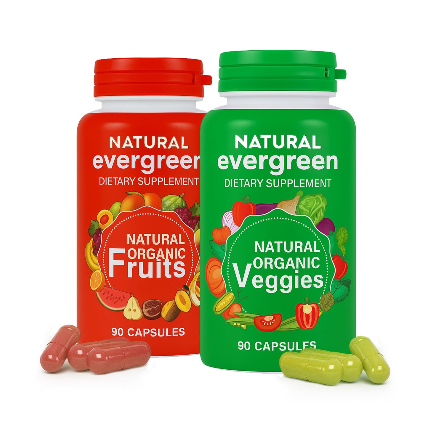 Fruit and Veggies Supplement – 100% Natural Super Greens Blend with Fruits & Vegetables | Veggie Capsules for Adults & Kids | Daily Nutrient Support Packed with Natural Vitamins & Minerals - dailyvitalstore
