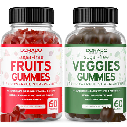 Fruit and Veggies Supplement (120 Gummies) - Premium Sugar-Free Superfood Super Green & Fruit Gummies for Adults - Immunity Support for Men & Women - Non GMO, Vegan Safe & Made in USA - dailyvitalstore