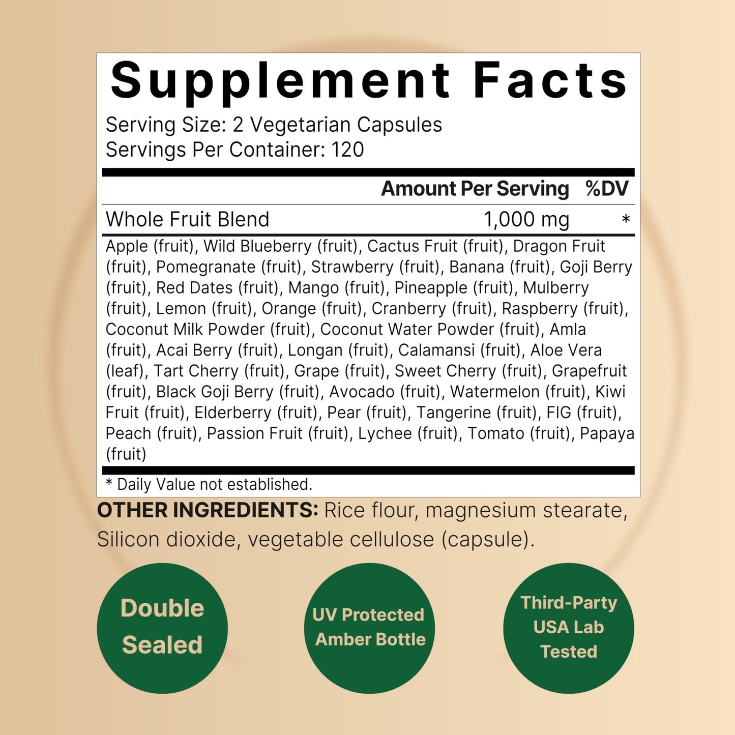 Fruit and Veggies Supplement – 480 Total Vegetarian Capsules | Balance of Natural 40 Whole Fruits & Veggies Blend | Fresh Superfood Formula with Vitamins and Minerals – Non-GMO - dailyvitalstore