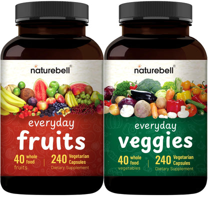 Fruit and Veggies Supplement – 480 Total Vegetarian Capsules | Balance of Natural 40 Whole Fruits & Veggies Blend | Fresh Superfood Formula with Vitamins and Minerals – Non-GMO - dailyvitalstore