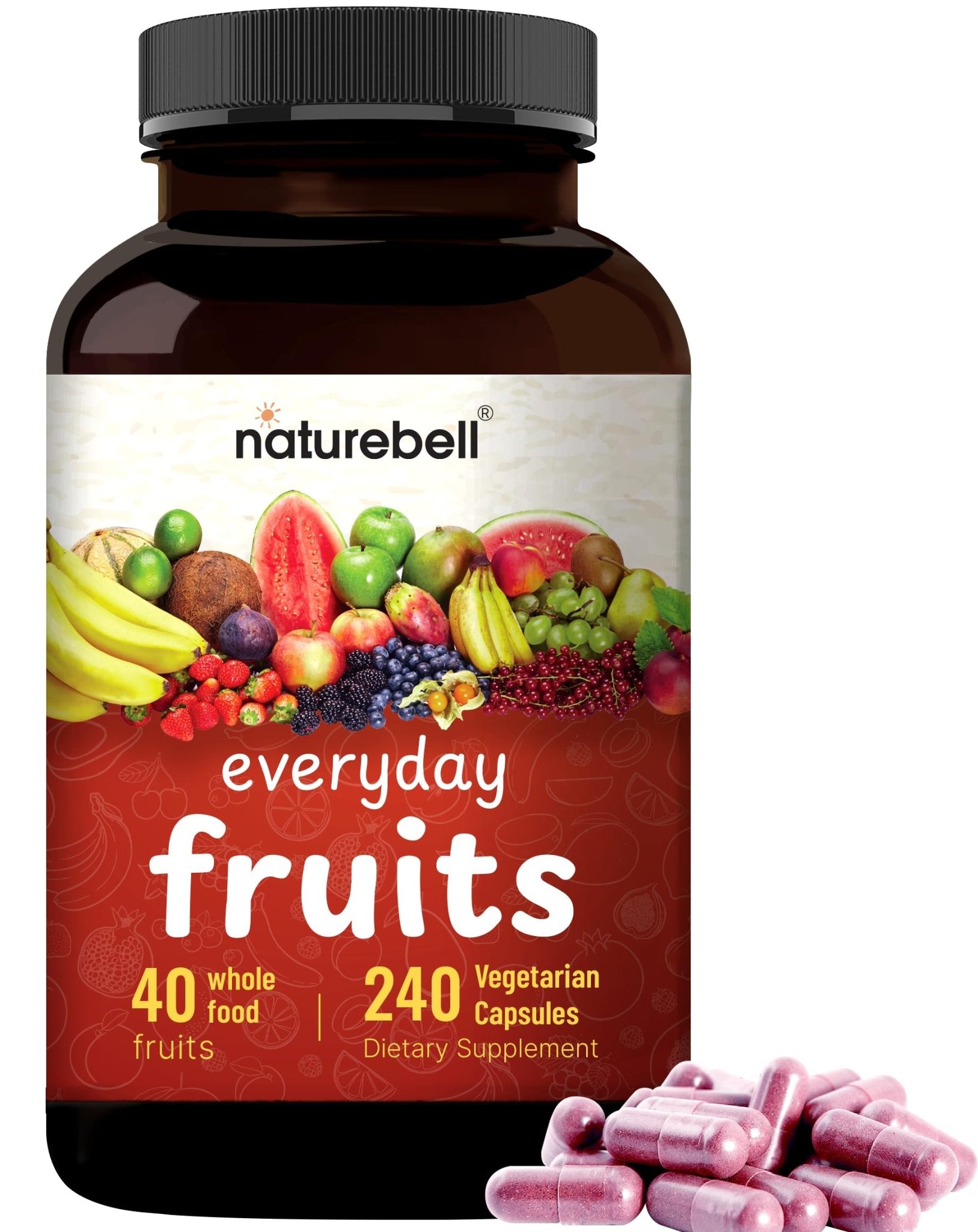 Fruit and Veggies Supplement – 480 Total Vegetarian Capsules | Balance of Natural 40 Whole Fruits & Veggies Blend | Fresh Superfood Formula with Vitamins and Minerals – Non-GMO - dailyvitalstore