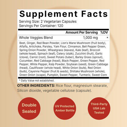 Fruit and Veggies Supplement – 480 Total Vegetarian Capsules | Balance of Natural 40 Whole Fruits & Veggies Blend | Fresh Superfood Formula with Vitamins and Minerals – Non-GMO - dailyvitalstore