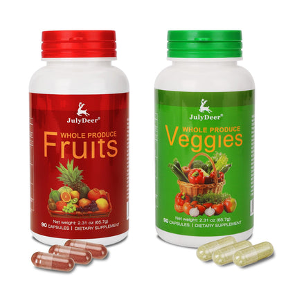 Fruit and Veggies Supplement Ingredients Natural – 2 Bottles 180 Total Vegetarian Capsules | Balance of Natural 16+18 Whole Fruits & Veggies Blend | Fresh Superfood Formula with Vitamins and Minerals - dailyvitalstore