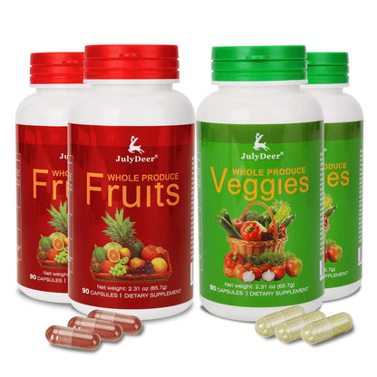 Fruit and Veggies Supplement Ingredients Natural – 4 Bottles 360 Total Vegetarian Capsules | Balance of Natural 16+18 Whole Fruits & Veggies Blend | Fresh Superfood Formula with Vitamins and Minerals - dailyvitalstore