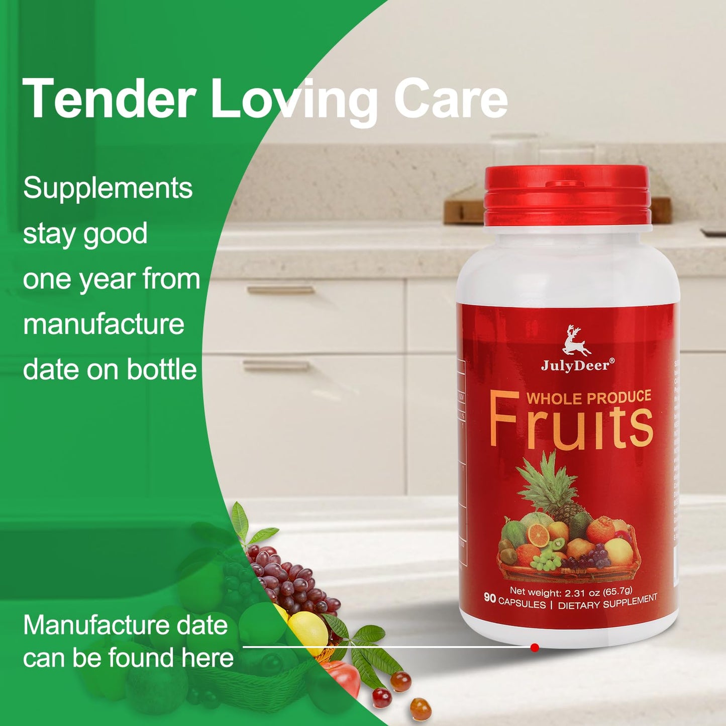 Fruit and Veggies Supplement Ingredients Natural – 4 Bottles 360 Total Vegetarian Capsules | Balance of Natural 16+18 Whole Fruits & Veggies Blend | Fresh Superfood Formula with Vitamins and Minerals - dailyvitalstore