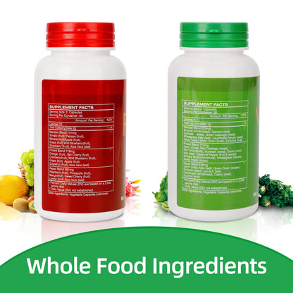 Fruit and Veggies Supplement Ingredients Natural – 4 Bottles 360 Total Vegetarian Capsules | Balance of Natural 16+18 Whole Fruits & Veggies Blend | Fresh Superfood Formula with Vitamins and Minerals - dailyvitalstore