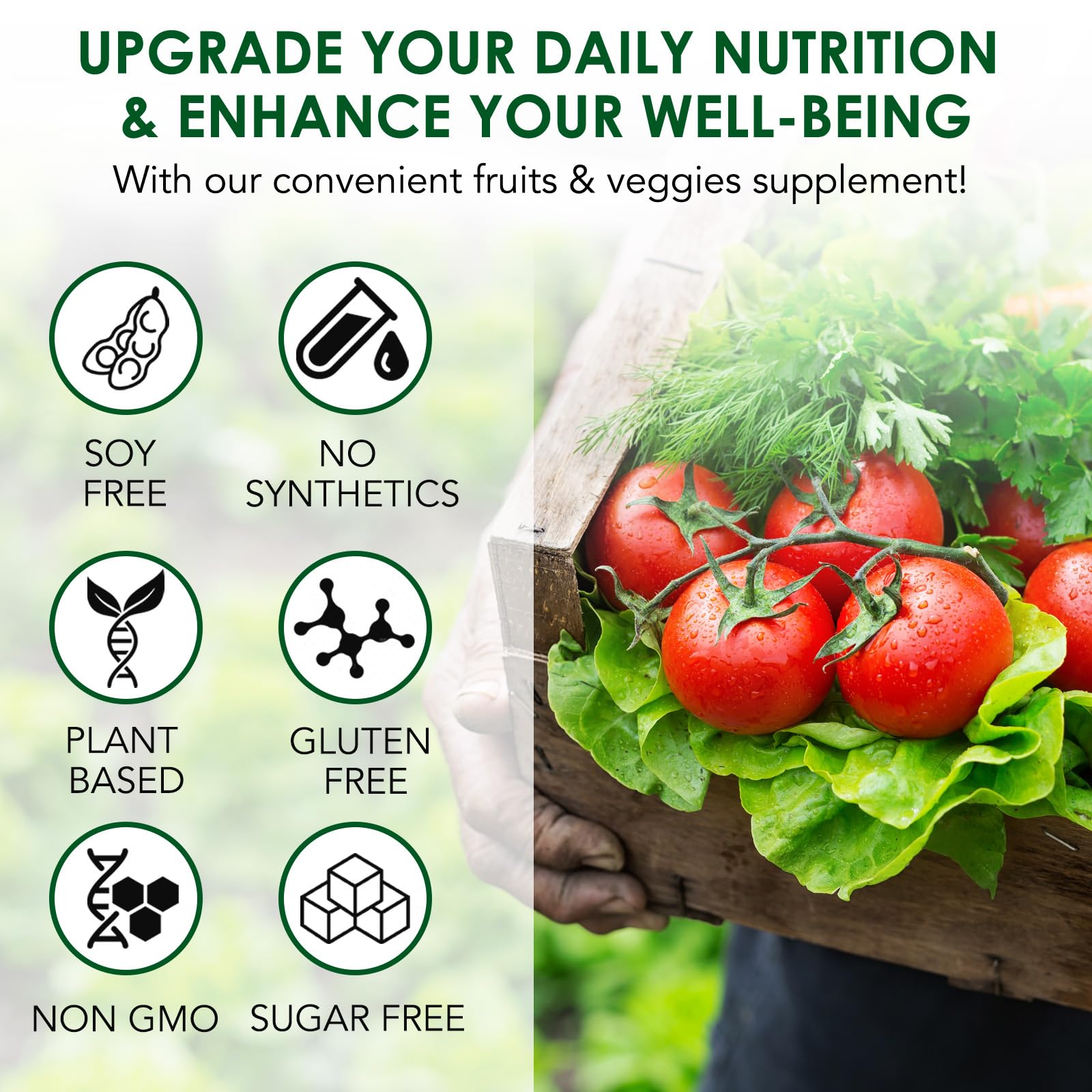 Fruit & Veggies Capsules | Daily Fruit & Vegetable Blend | 2 Bottles – 180 Vegetarian Capsules | Plant-Based Superfood Formula | Non-GMO, Gluten Free - dailyvitalstore