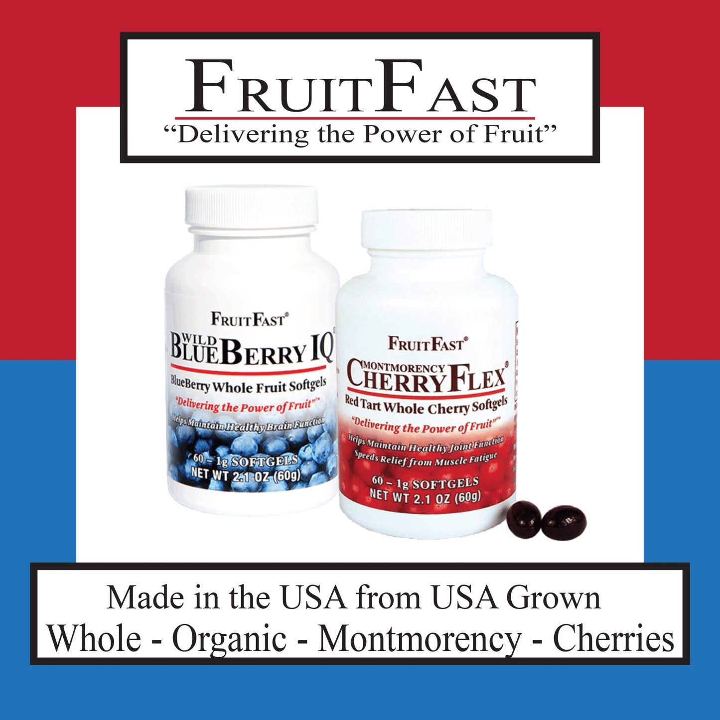FruitFast CherryFlex 100% Red Tart Organic Cherry Concentrate Supplement - Chewable Softgel - 60 Count - Non-GMO and Gluten Free - Promotes Healthy Joint Function* - dailyvitalstore