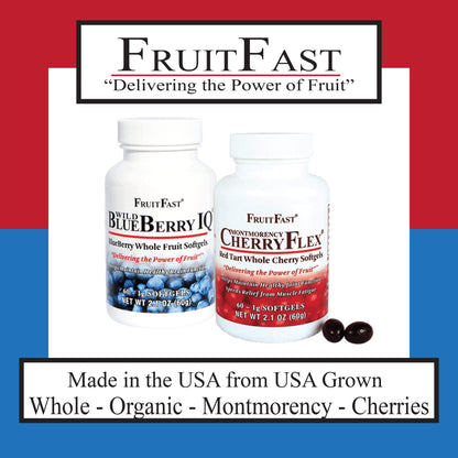 FruitFast CherryFlex 100% Red Tart Organic Cherry Concentrate Supplement - Chewable Softgel - 60 Count - Non-GMO and Gluten Free - Promotes Healthy Joint Function* - dailyvitalstore