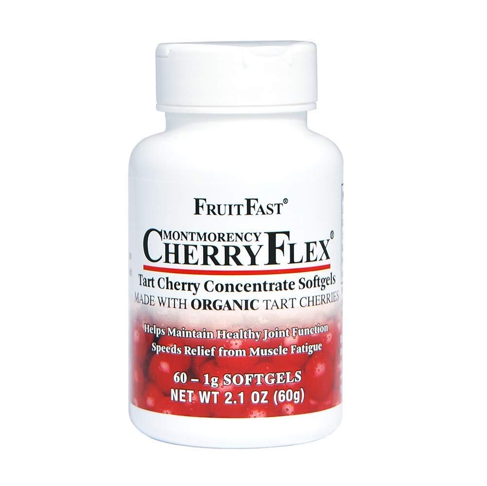 FruitFast CherryFlex 100% Red Tart Organic Cherry Concentrate Supplement - Chewable Softgel - 60 Count - Non-GMO and Gluten Free - Promotes Healthy Joint Function* - dailyvitalstore