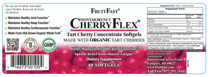 FruitFast CherryFlex 100% Red Tart Organic Cherry Concentrate Supplement - Chewable Softgel - 60 Count - Non-GMO and Gluten Free - Promotes Healthy Joint Function* - dailyvitalstore
