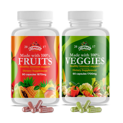 Fruits and Vegetables Supplement - 90 Fruit and 90 Veggie Capsules - Nature Vitamins, Balance of Fruits and Veggies Supports Energy Balance, Soy Free, Vegan Capsules - 90 Count (Pack of 2) - dailyvitalstore