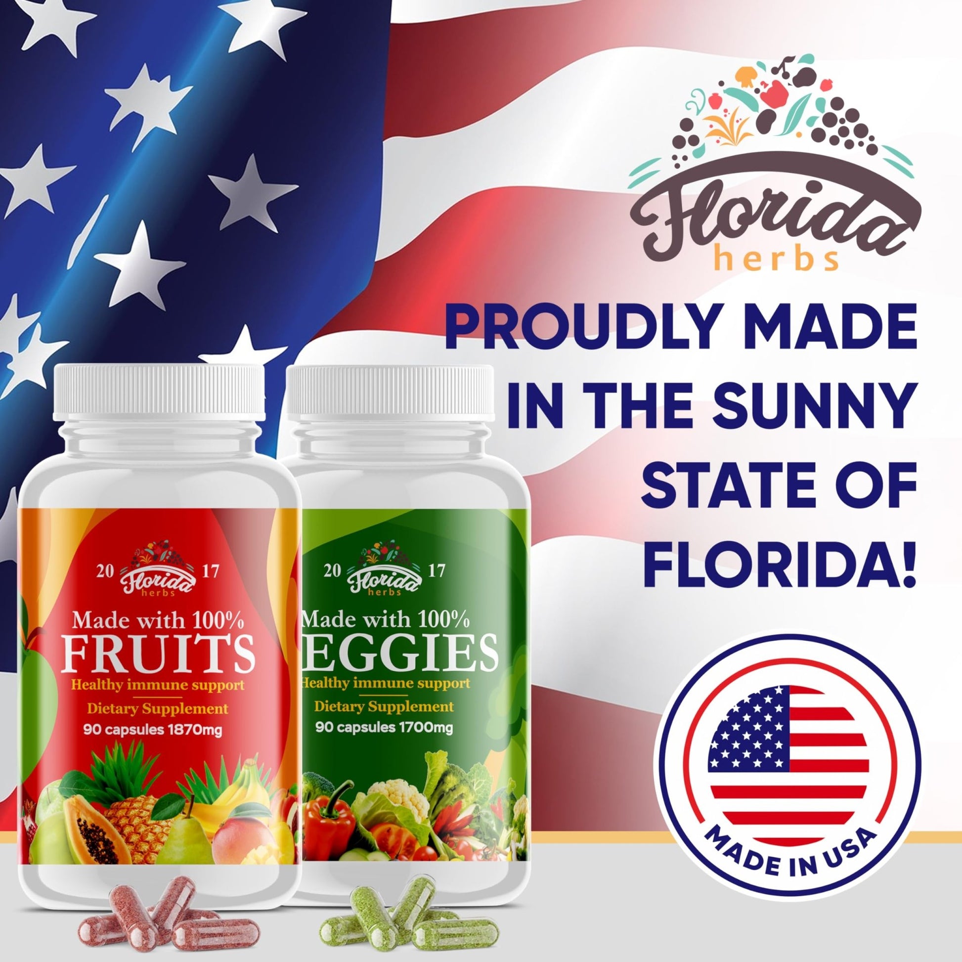 Fruits and Vegetables Supplement - 90 Fruit and 90 Veggie Capsules - Nature Vitamins, Balance of Fruits and Veggies Supports Energy Balance, Soy Free, Vegan Capsules - 90 Count (Pack of 2) - dailyvitalstore