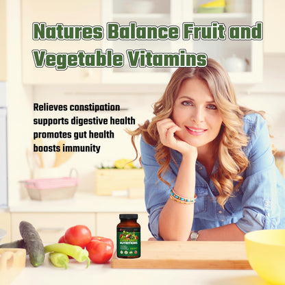 Fruits and Veggies Supplement, 36 Fruits & Vegetables with 24 Essential Vitamins, Minerals & Trace Elements,High in Fiber for Digestion & Constipation Relief,Daily Nutritional Support,120 Capsules - dailyvitalstore