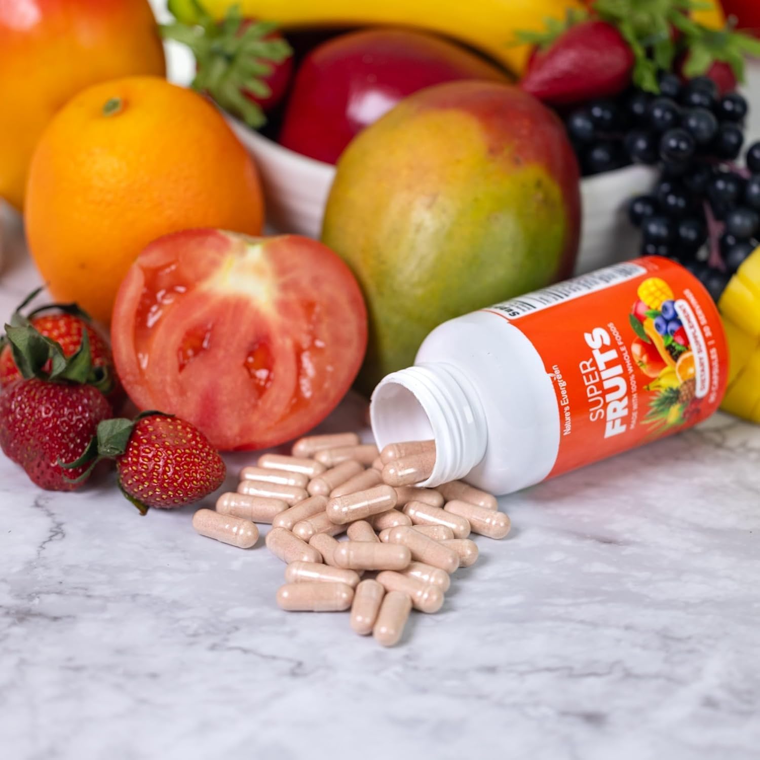 Fruits and Veggies Supplement - Nature Fruits and Vegetables Supplements - Vegan, Non GMO, Soy Free, Superfood Vitamins & Minerals Nutritional Balance - (Total 180 Capsules - Pack of 2) Made in USA - dailyvitalstore