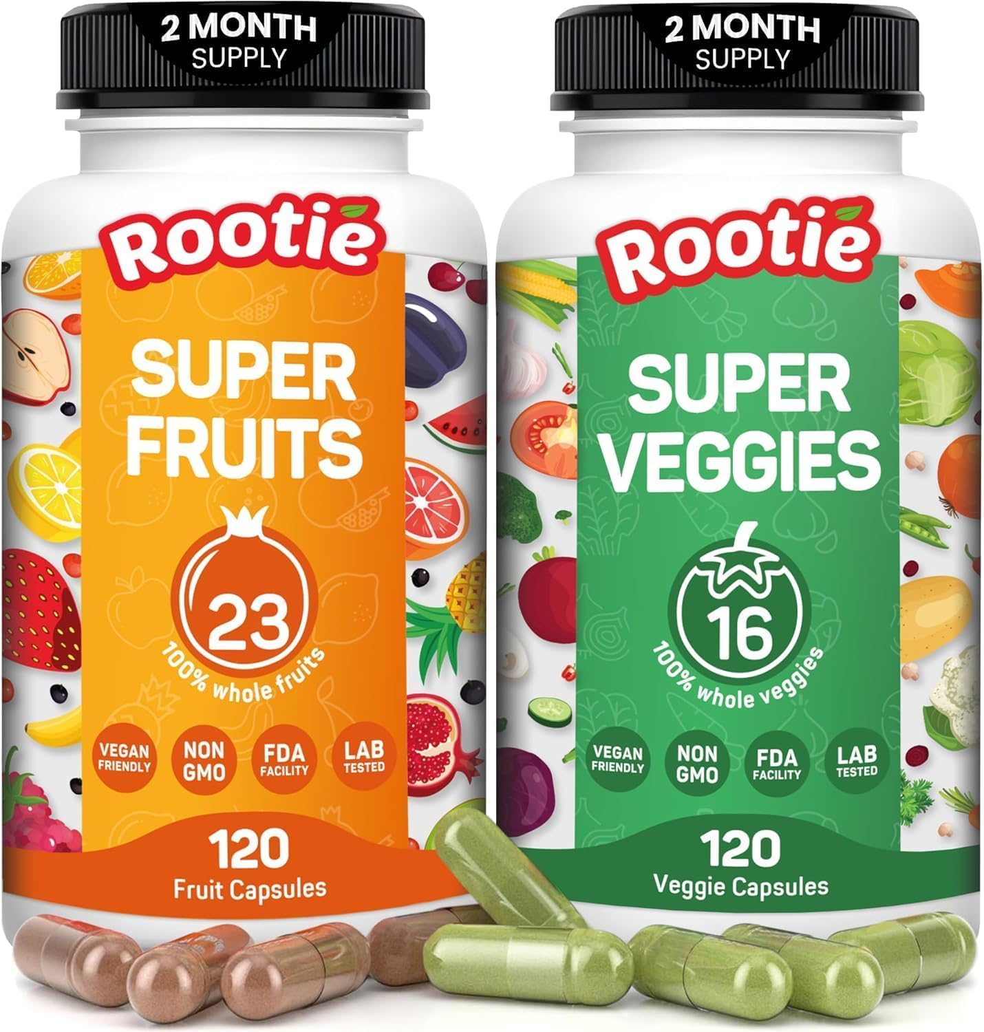 Fruits and Veggies Supplement Powerfull Blend of 39 Whole Fruits and Veggies, Fills Nutritional Gaps, Get Energy, Well-being. USA Made Non-GMO/Vegan/Gluten Free. Packaging May Vary (60 Day Supply) - dailyvitalstore