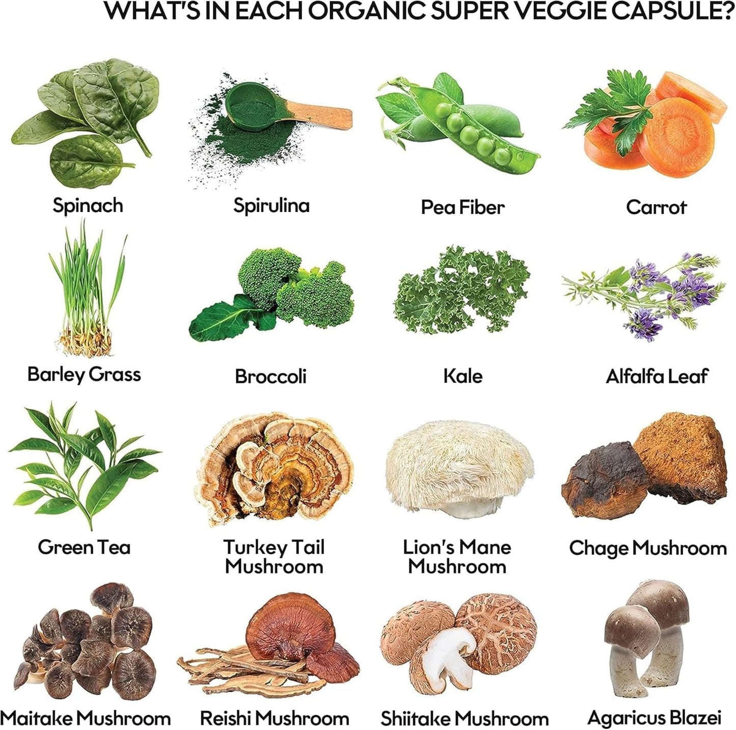 Fruits and Veggies Supplement Powerfull Blend of 39 Whole Fruits and Veggies, Fills Nutritional Gaps, Get Energy, Well-being. USA Made Non-GMO/Vegan/Gluten Free. Packaging May Vary (60 Day Supply) - dailyvitalstore